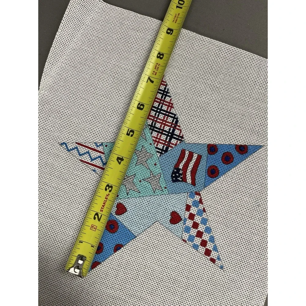 Renaissance Designs Handpainted Needlepoint Canvas USA Star Flag 4th of July‎